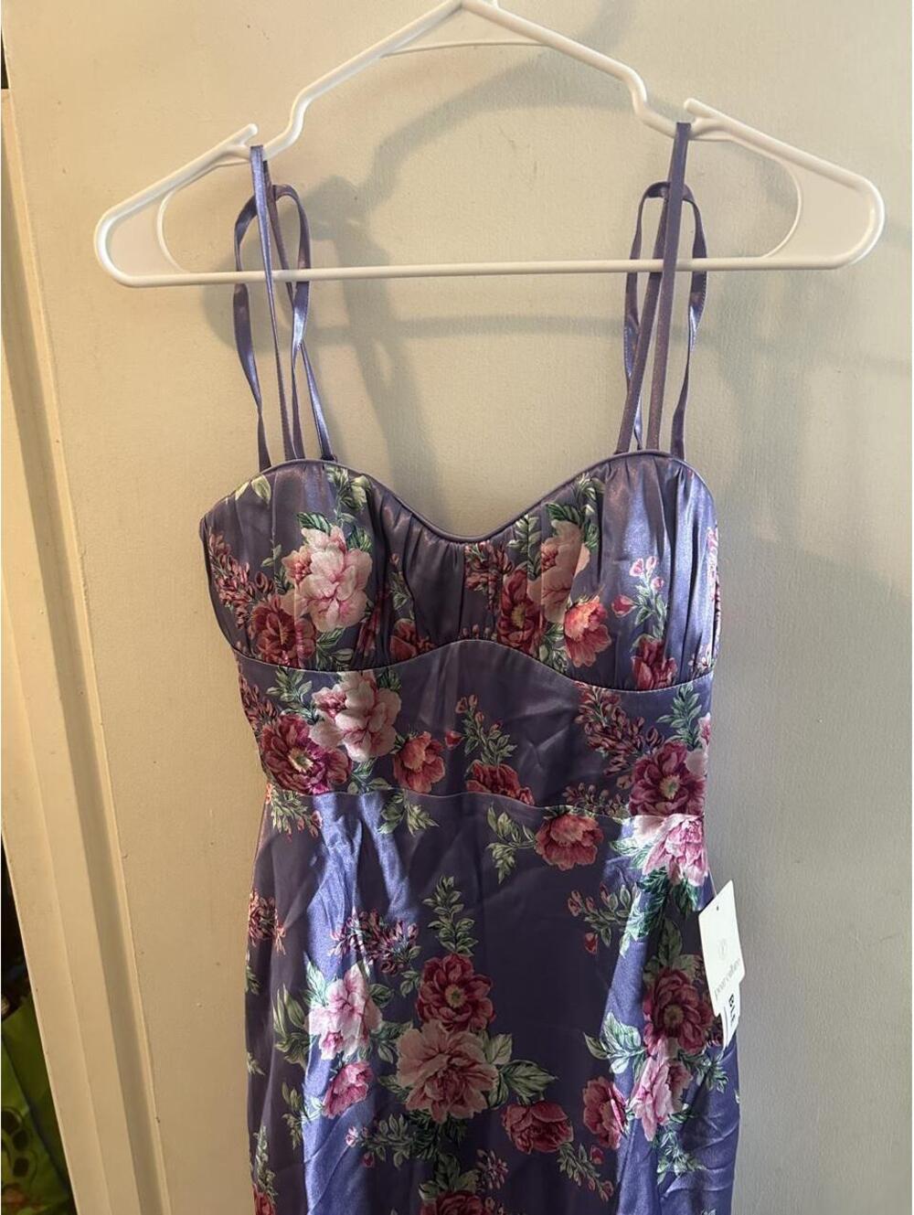 Pear Culture reversible Purple floral maxi dress with pink & red flowers size S.
